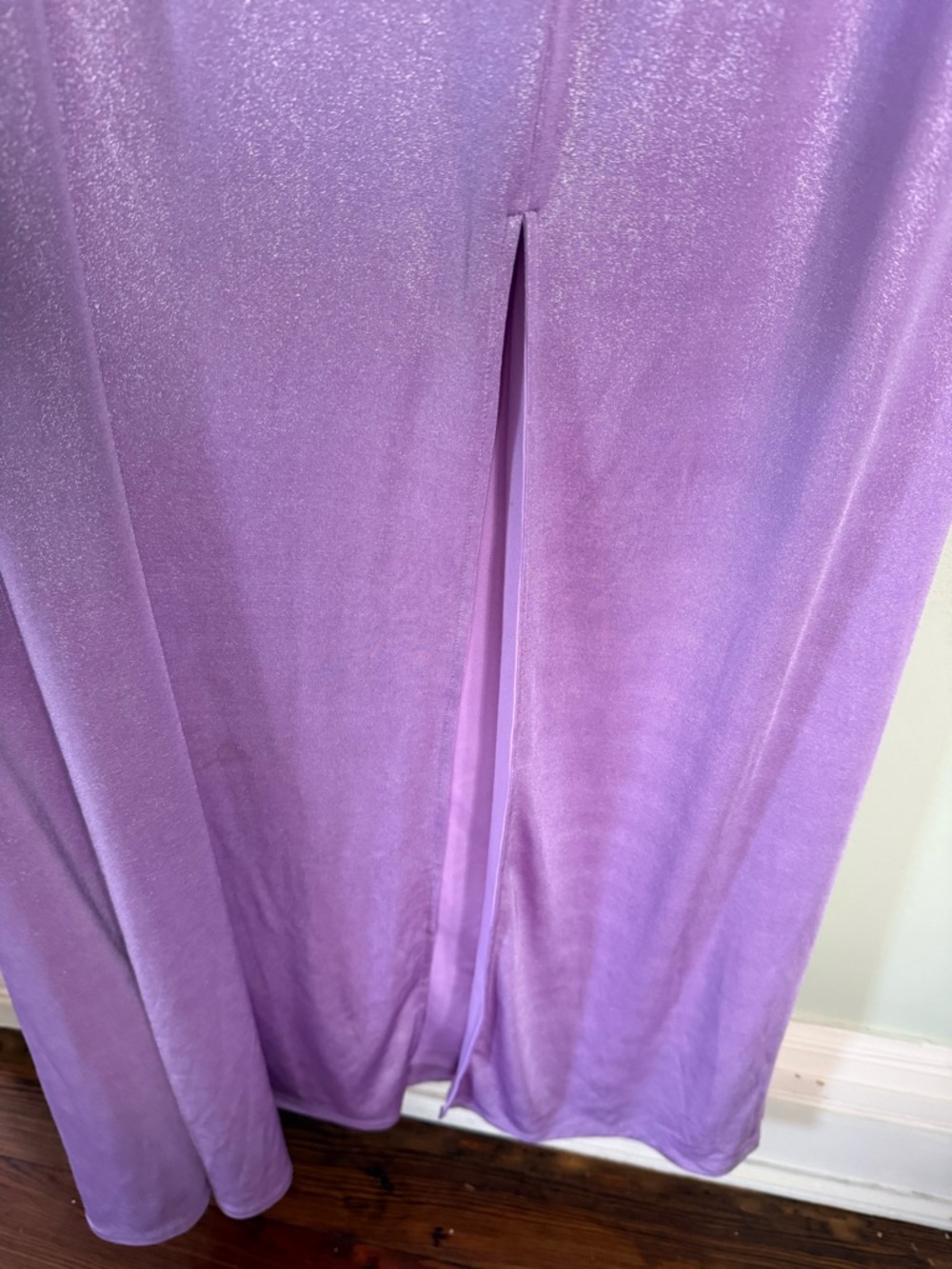 Aqua Lavender Evening Gown with Front Ring Accent - Picture 5 of 7